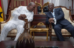 Image of Former President John Dramani Mahama with President Nana Addo Dankwa Akufo-Addo