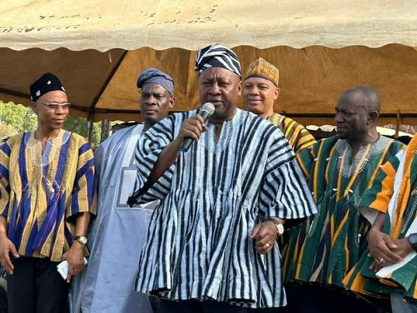 Image of John Mahama at the 3rd day funeral rites of the late Overlord of Gonja