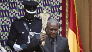 Image of John Dramani Mahama taking his first oath of office in Parliament