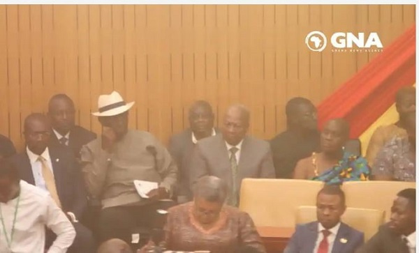 Image of Former president Kufour and former president Mahama were present at SoNA 2023