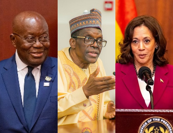Image of President Akufo-Addo, Speaker Alban Bagbin and US Vice President Kamala Harris (from left to right)