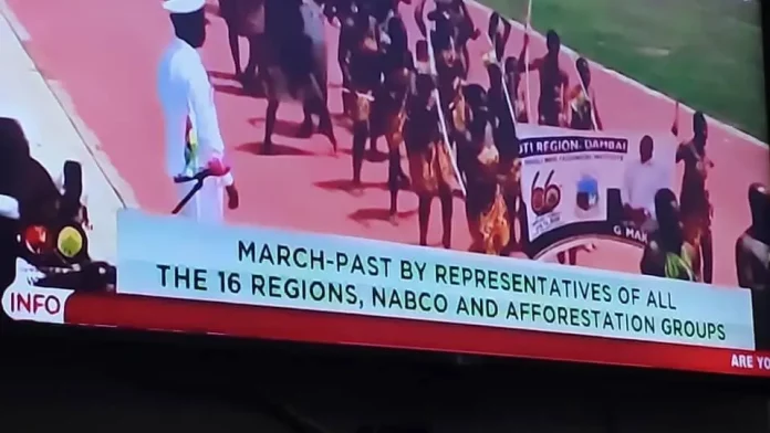 Image of The alleged NABCO trainees at the 66th independence day