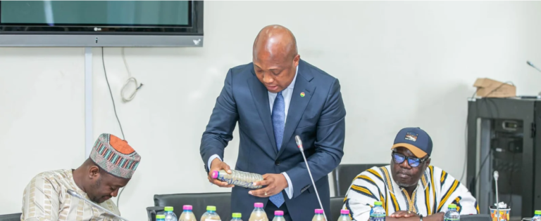 Ablakwa presents polluted water from 13 galamsey-struck rivers to Minerals Commission CEO